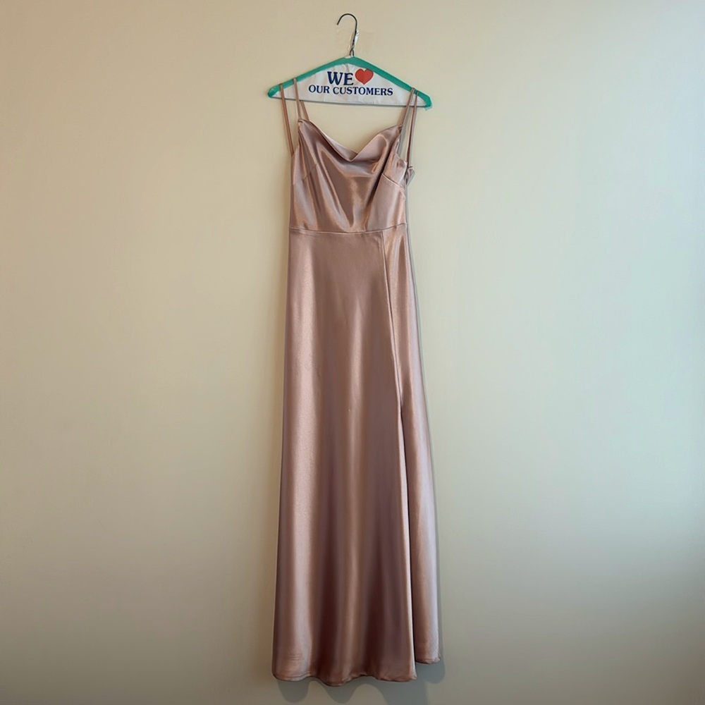 Birdy Grey Lisa Long Satin Dress - Rose Gold